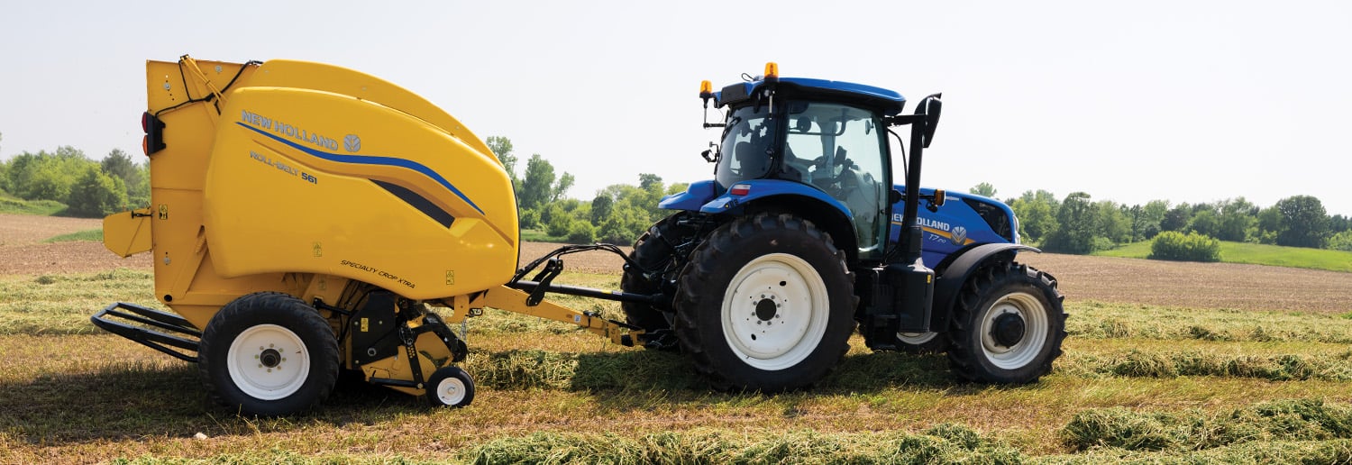 New holland yellow hay tool with tractor