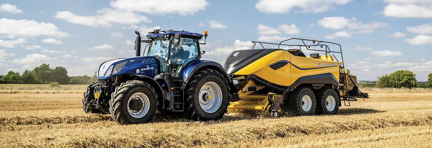 New holland yellow hay tool with tractor